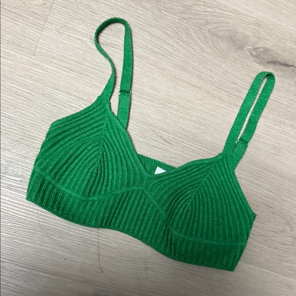 Wild Fable Green Ribbed Crop Top - Picture 2 of 5